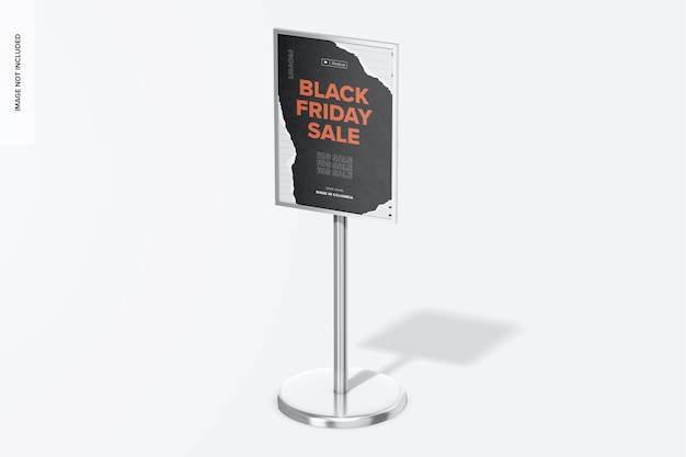Floor Sign Holder Mockup, Right View
