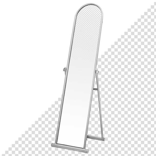 Floor-standing mirror with a stand. isolated from the background. interior element