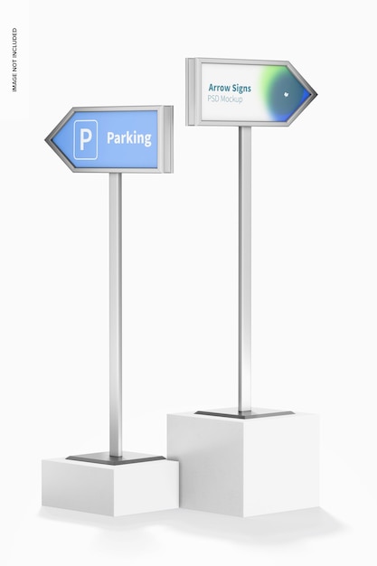 Floorstand Arrow Signs Mockup, Front View