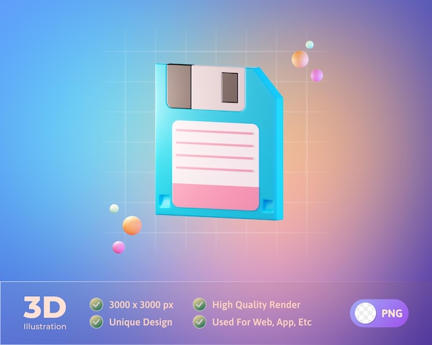 Информация о дискетах 3d icon illustration