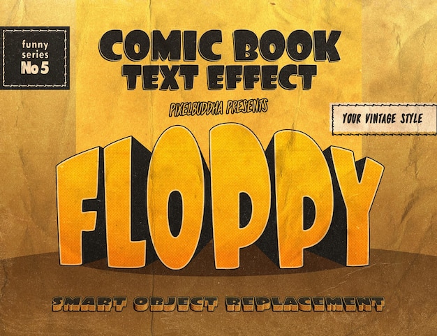 Floppy stripboekteksteffect