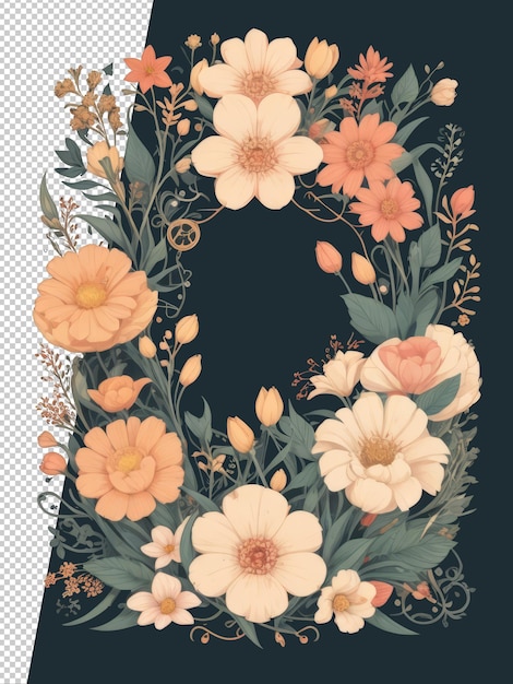 PSD flora frame design in a dark background