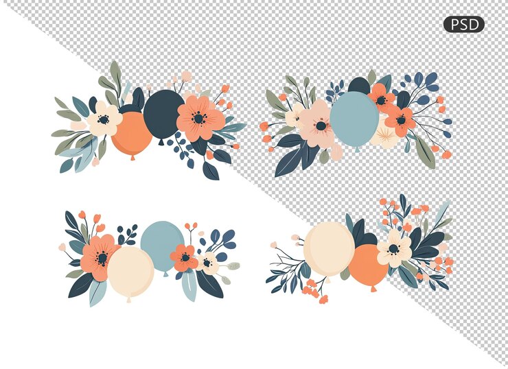 PSD floral adorned balloon arch