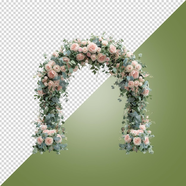 PSD floral arch isolated on white background