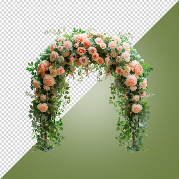 PSD floral arch isolated on white background