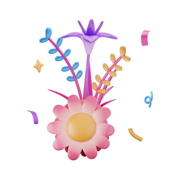 PSD floral arrangement party 3d icon sparkly