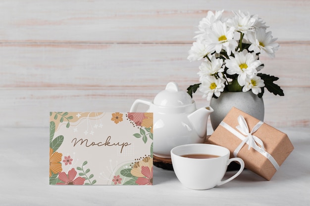 PSD floral arrangement with mock-up card