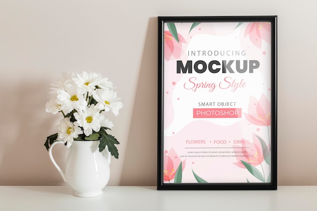 PSD composizione floreale con cornice mock-up