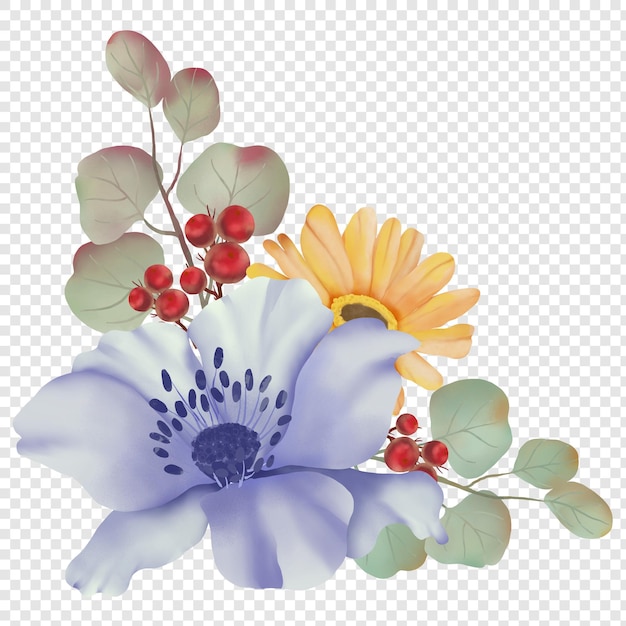 PSD corona di fiori autunnali floreali con foglie autunnali rustiche cornice per foto angoli png clipart