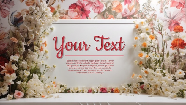 PSD floral background with editable message