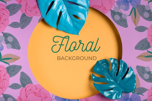 PSD floral background with geometric leaves