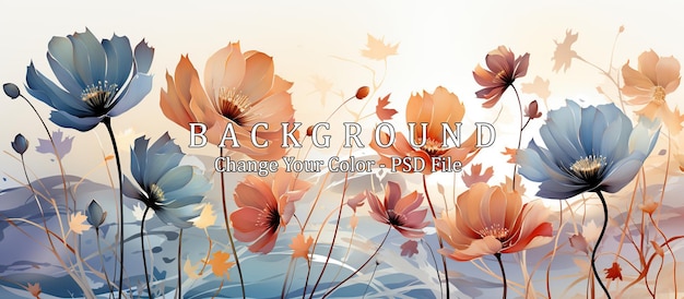 Floral background with poppies and grass