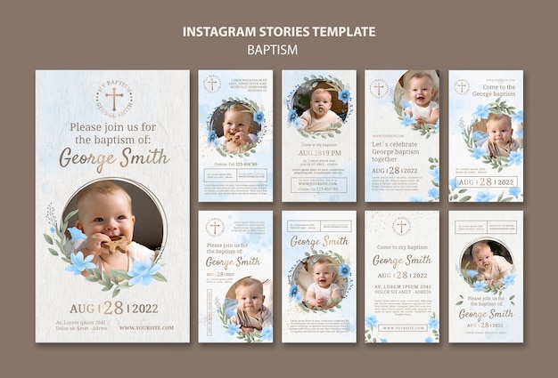 PSD floral baptism celebration instagram stories