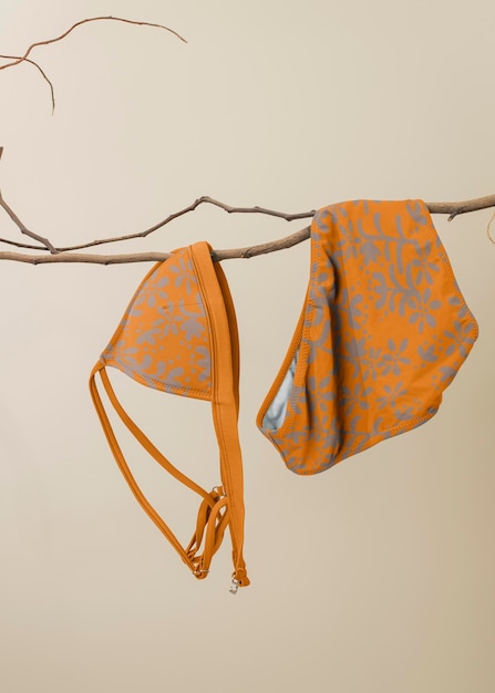 Floral bikini mockup women39s swimwear in orange design psd