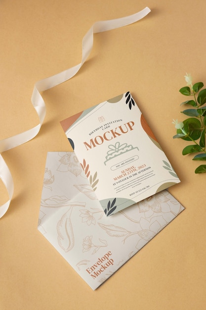 floral birthday anniversary invitation mock-up design