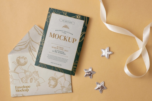 floral birthday anniversary invitation mock-up design