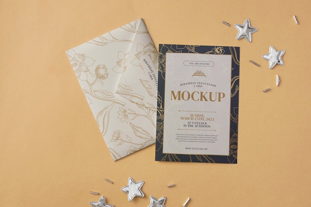 floral birthday anniversary invitation mock-up design