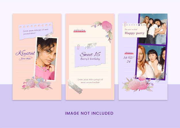 Floral Birthday instagram story template vol2