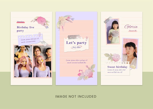 Floral Birthday instagram story template vol4