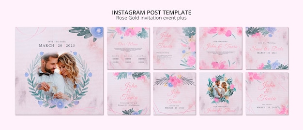 Floral bruiloft instagram posts-collectie