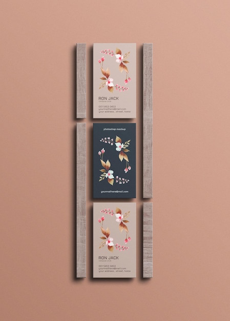 PSD floral business card mockup
