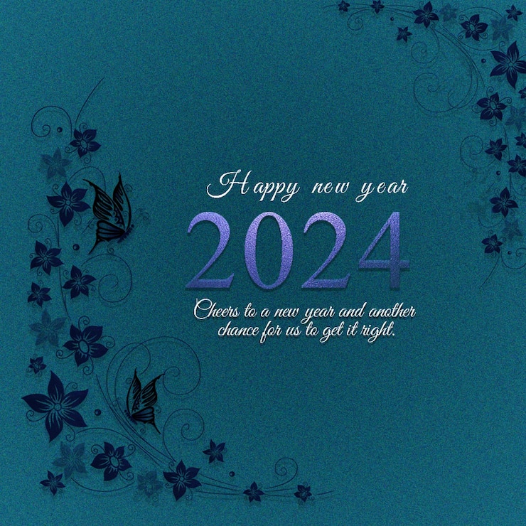 PSD floral butterfly happy new year social media post design
