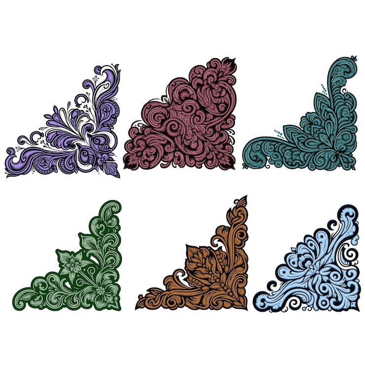 PSD floral corner ornaments