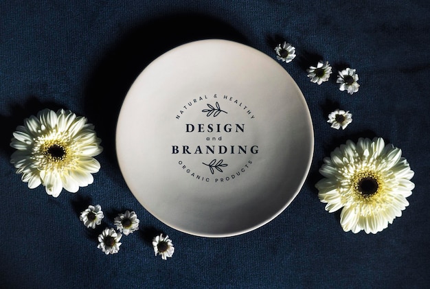 Floral design and branding plate mockup