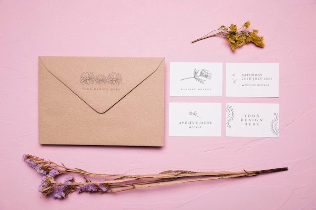 PSD floral design envelope mock-up