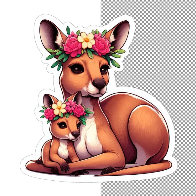 PSD floral family mother animal's love in nature sticker