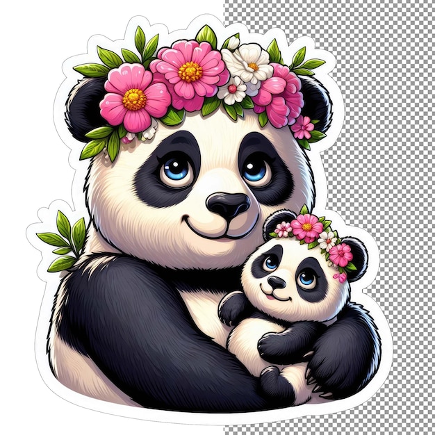 PSD floral family mother animal's love in nature sticker