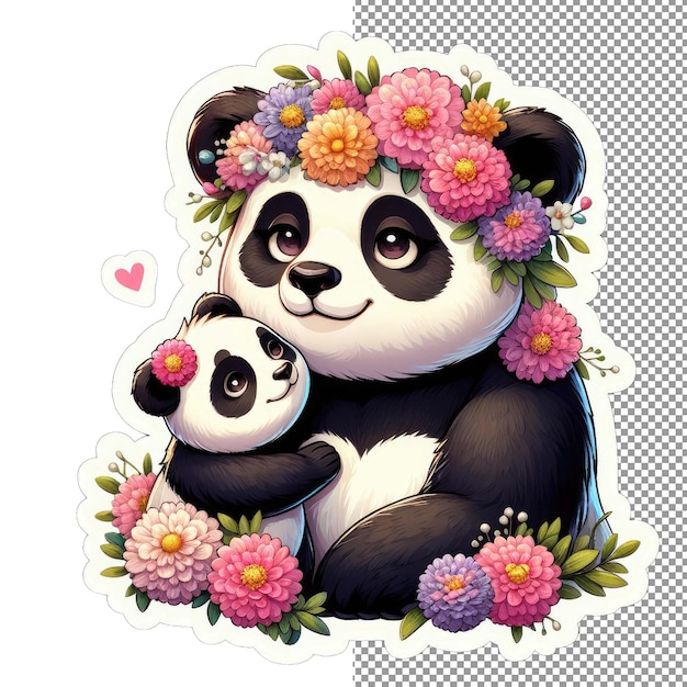 PSD floral family mother animal's love in nature sticker