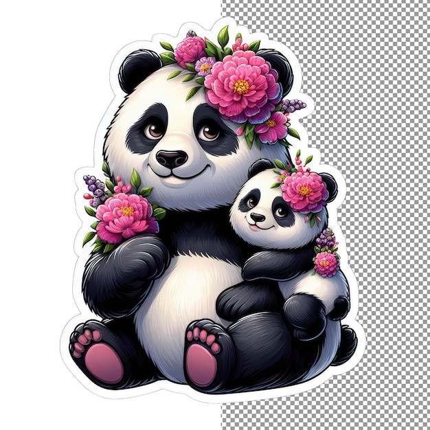 PSD floral family mother animal's love in nature sticker