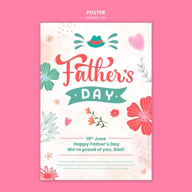 floral father's day celebration poster template