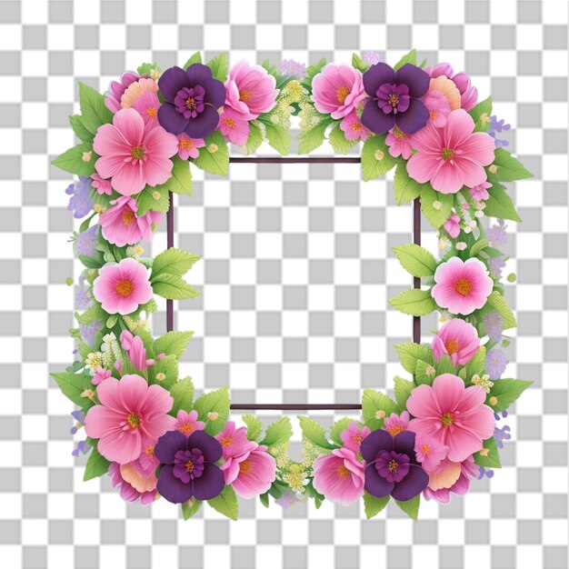 PSD floral flower circle frame wreath for wedding invitations transparent background