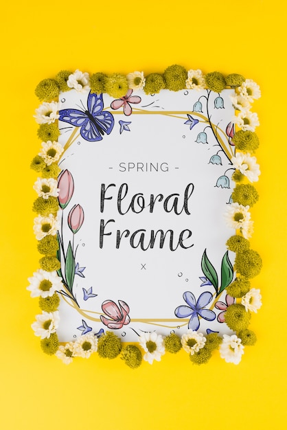 PSD floral frame composition for spring