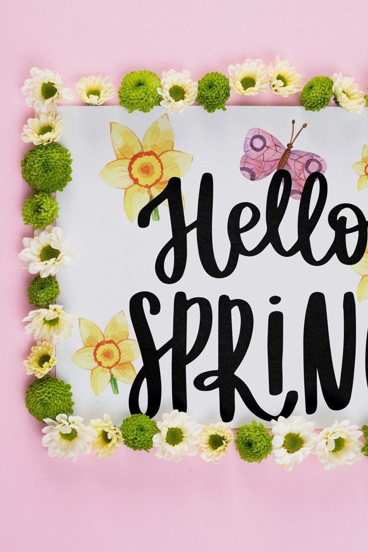 PSD floral frame composition for spring
