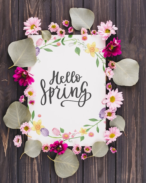 PSD floral frame composition for spring