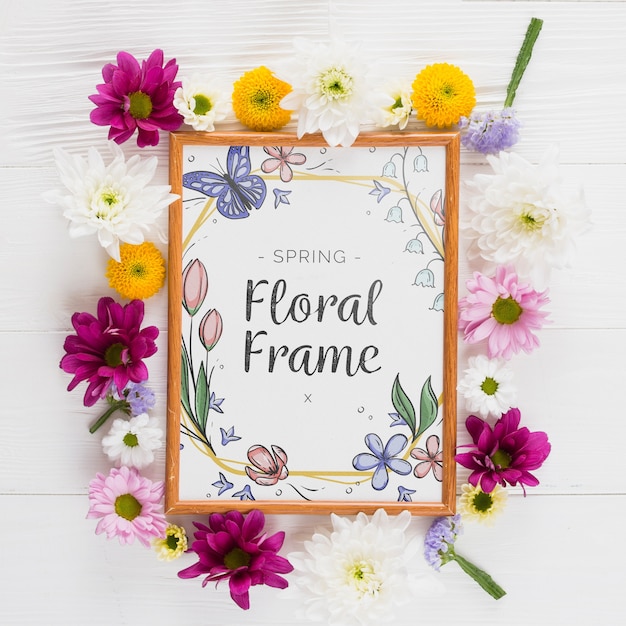 floral frame composition for spring