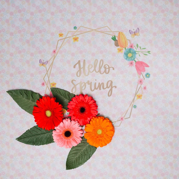 PSD floral frame mockup for spring