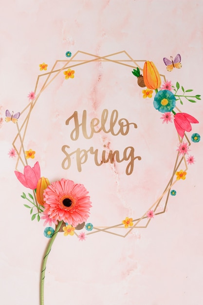 PSD floral frame mockup for spring