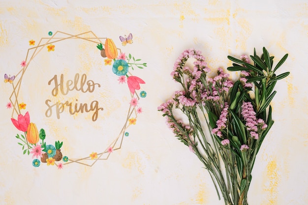 Floral frame mockup for spring