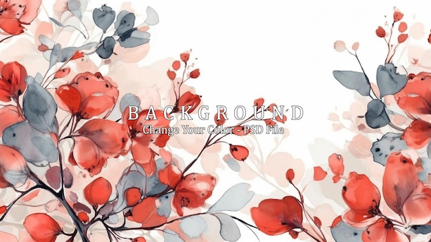 PSD floral hand drawn background botanical line art wallpaper with flowers generative ai