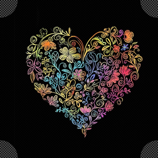 PSD floral heart wedding design illustration effect