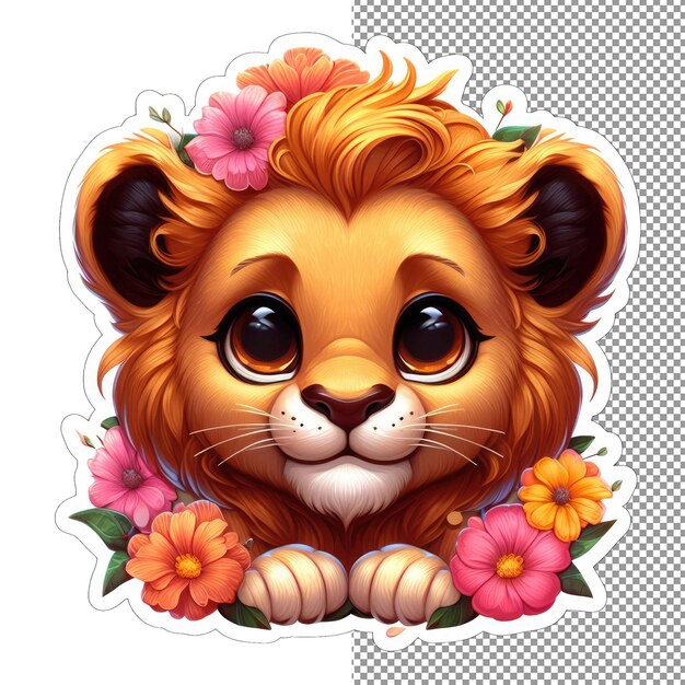 PSD floral king lion in a blossom kingdom sticker