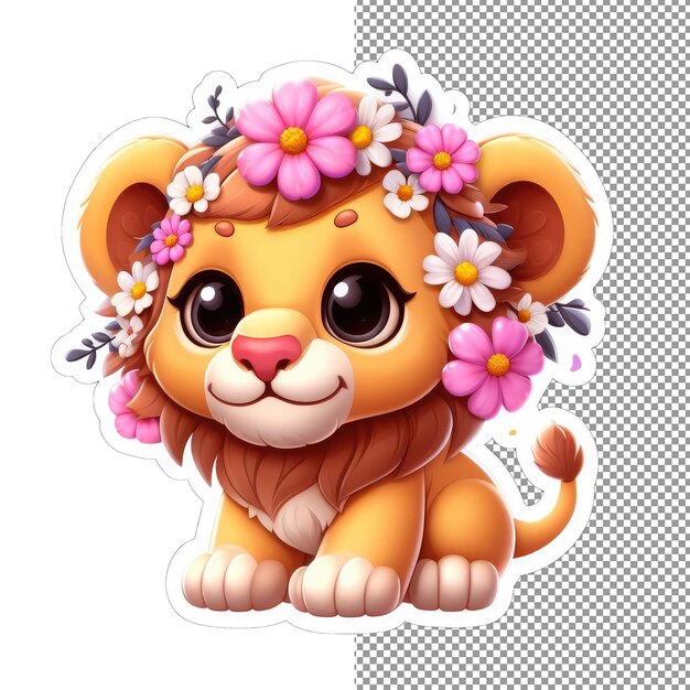 PSD floral king lion in a blossom kingdom sticker