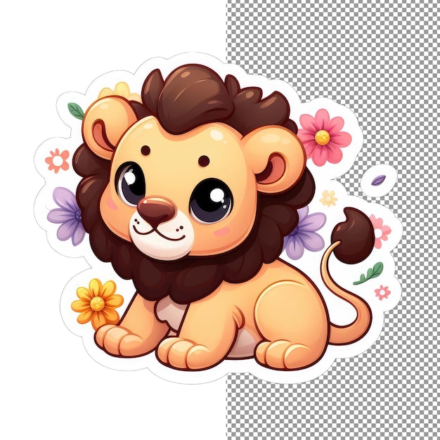 PSD floral king lion in a blossom kingdom sticker