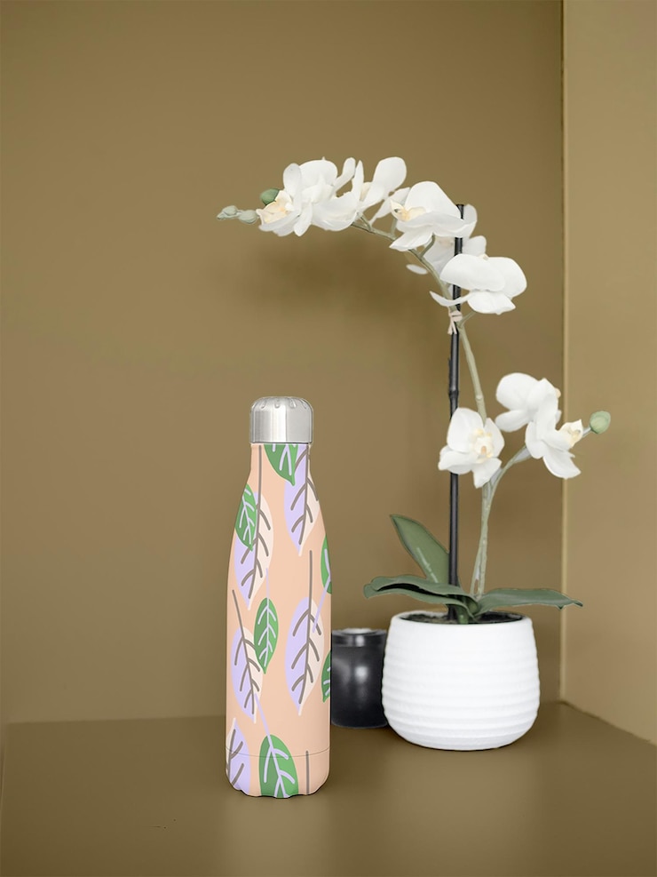 PSD floral leaf patterned bottle psd mockup