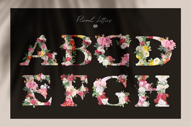 PSD floral letters collection