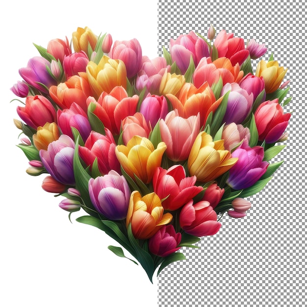 PSD floral love png isolamento pronto di un fiore a forma di cuore